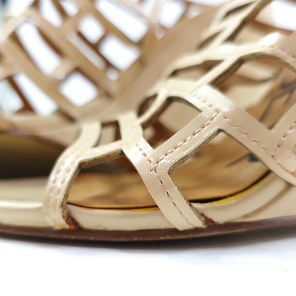 Kelsi Dagger Women's "Eris" Tan Open-Toe Slingback Wedge Sandals - Picture 8 of 14